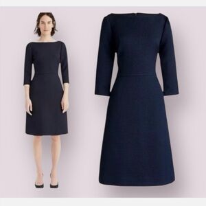 J. Crew Blue Sheath Dress Bateau Neck 3/4 Sleeve